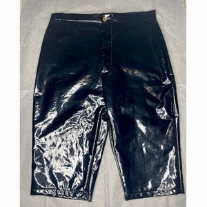 Black leather biker shorts.